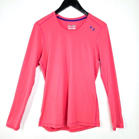 Under Armour Made in USA Salmon Pink Heat Gear Long Sleeve Active Shirt - Picture 1 of 6